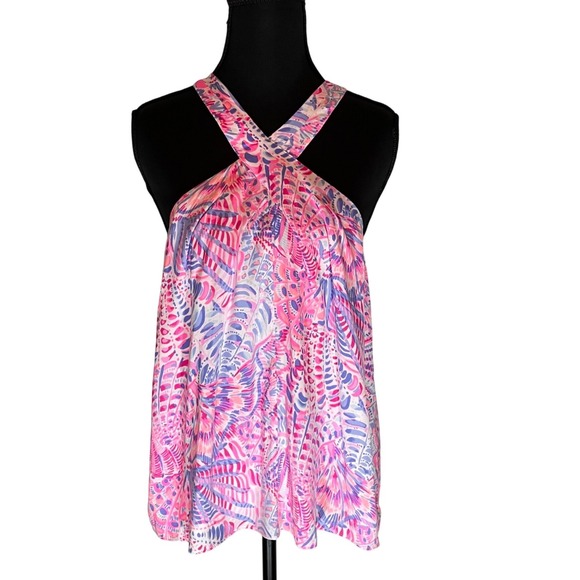 Lilly Pulitzer Tops - Lilly Pulitzer Rori Halter Top Raz Berry See You Soon Small Preppy Coastal Flowy